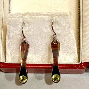Versani Modern 925 Sterling Silver earrings with green peridot
